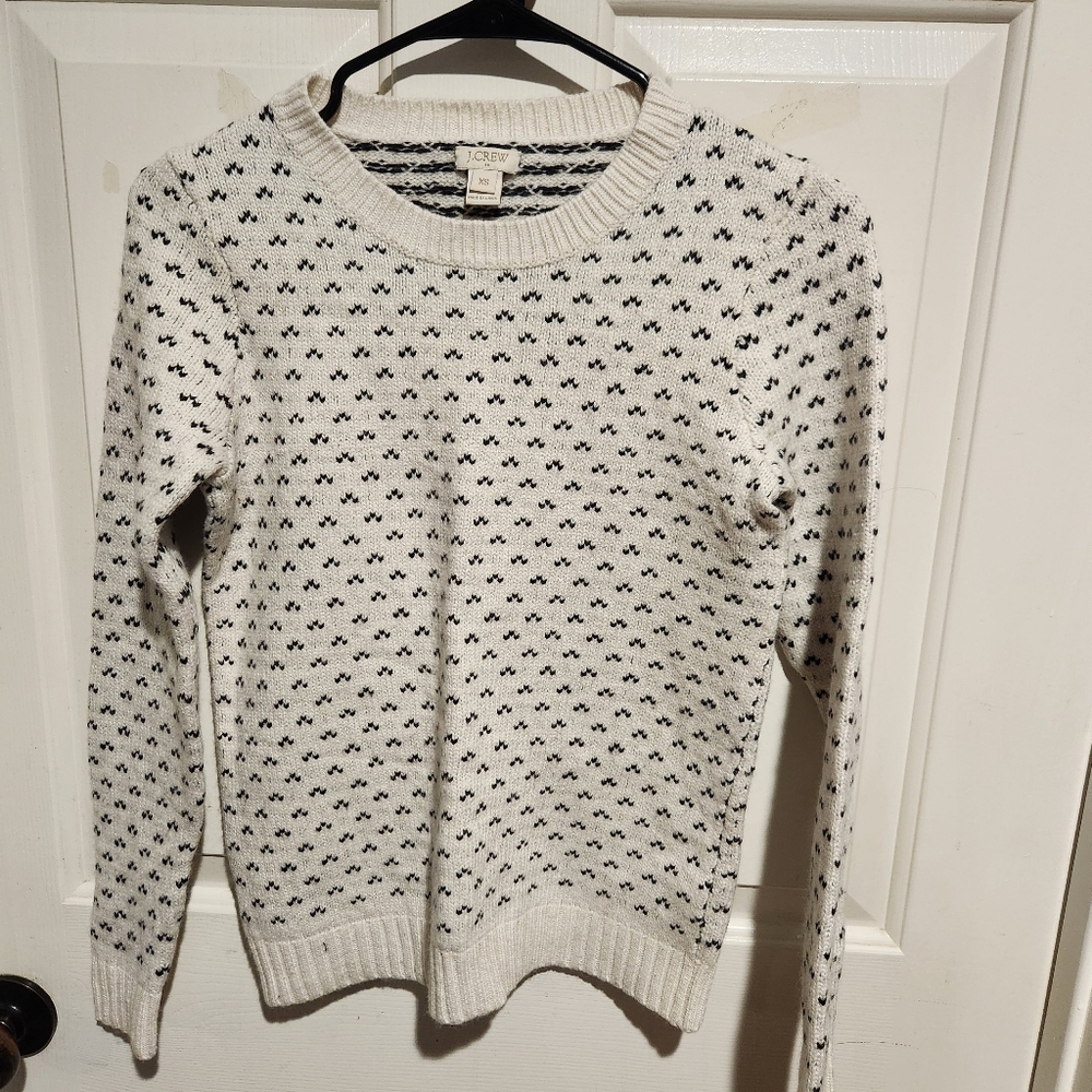 J. Crew Merino Wool Blend Printed Crew Neck Sweater Pull Over Preppy Winter - Picture 2 of 6